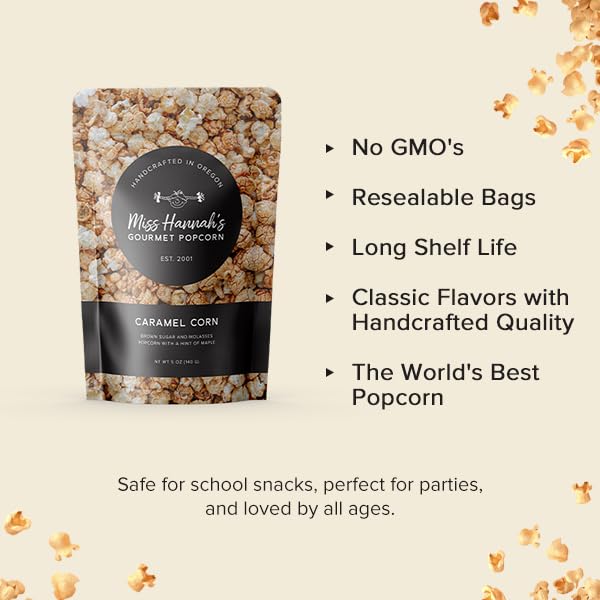Miss Hannah's Gourmet Popcorn Starter Pack - Sea Salted Brulee, Bridge City Mix, Pickles & Popcorn - Non-GMO, Sweet & Savory Snack Box for Gifting or Sharing - 3 Pack Artisan Popcorn Gift Set