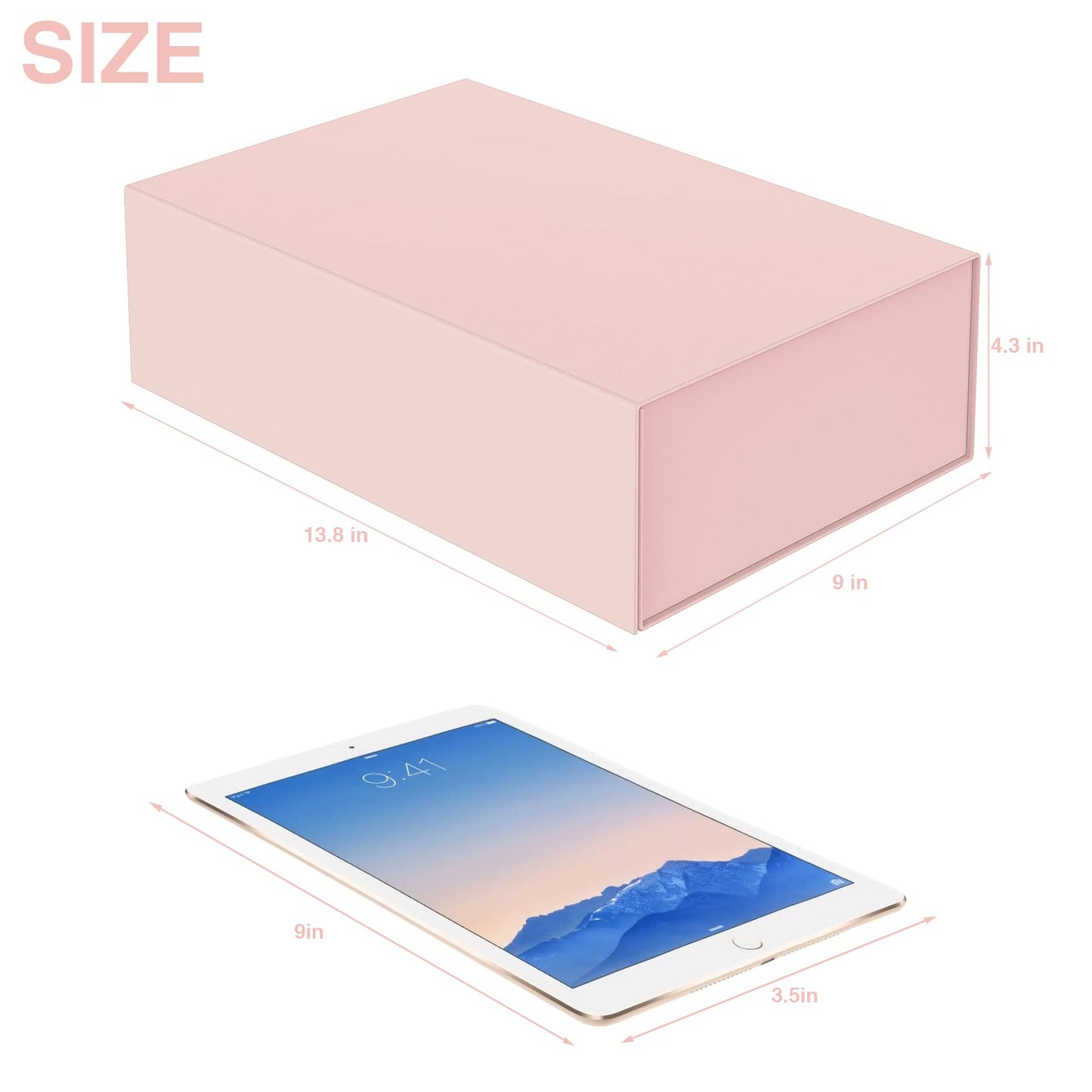 Luxury Large Gift Box 13.8"x9"x4.3" Storage Box Ribbon Magnetic Closure for Luxury Packaging Box for Mother's Day, Birthdays, Bridal Gifts,Weddings