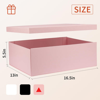 YINUOYOUJIA Large Gift Box 16.5x13x5.5 inches,Pink Gift Box for Presents,Birthday,Valentine's Day,Mother's Day,Christmas,Anniversary.