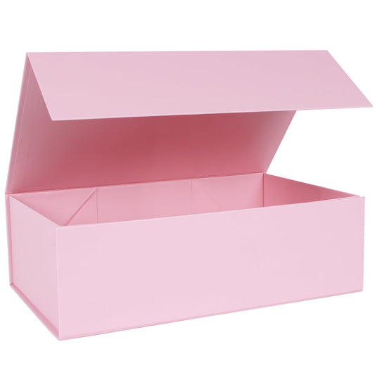 LFBOX Pink Gift Box with Magnetic Lids 13.8x8.3x4.4 in, Large Present Box for Bridesmaid Proposal Wedding Mother's Day 1 Pack