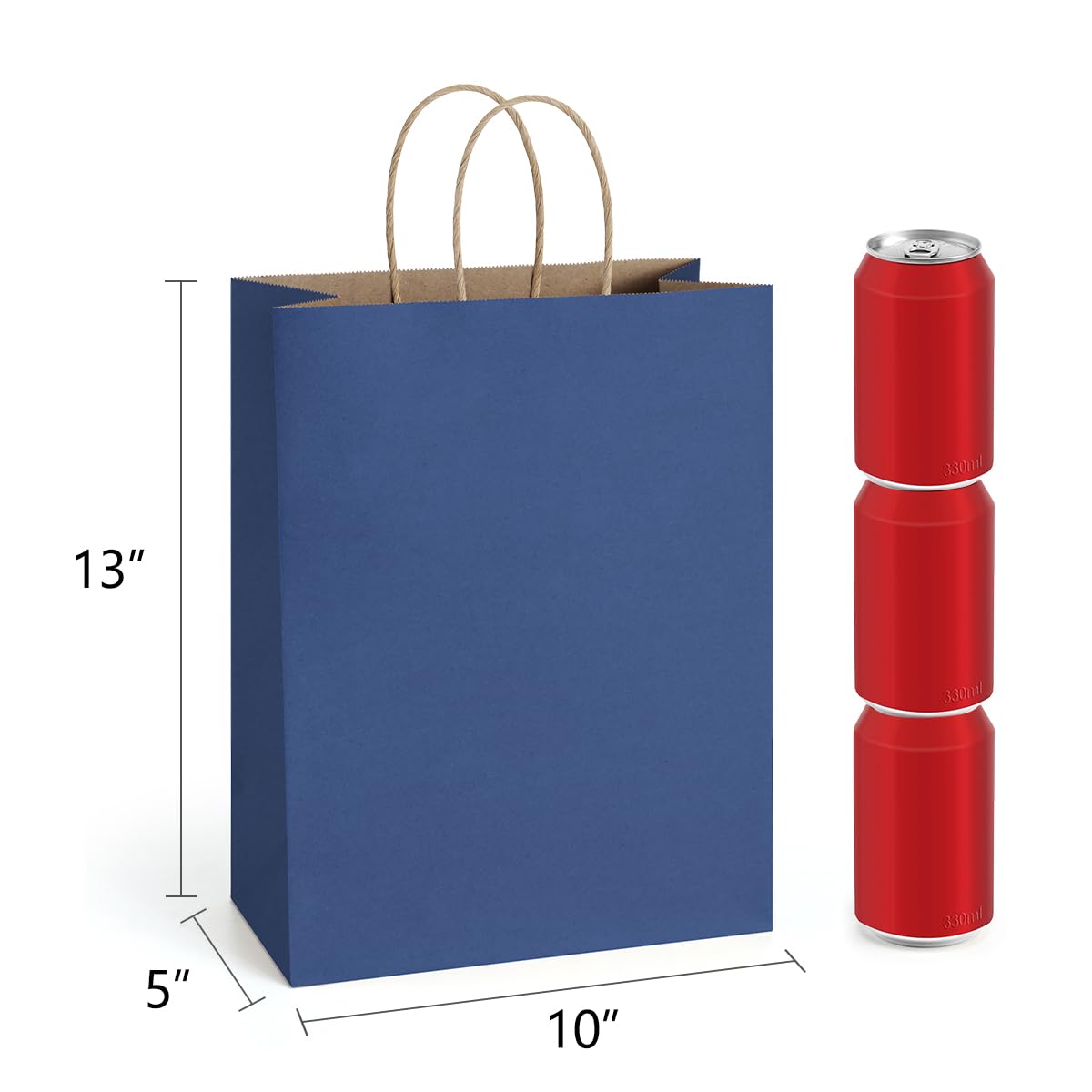BagDream Gift Bags 10x5x13 25Pcs Kraft Paper Shopping Bags with Handles, for Gifts, Business, Merchandise, Retail, Birthday Party Favor, Navy Blue Recycled Paper Sacks