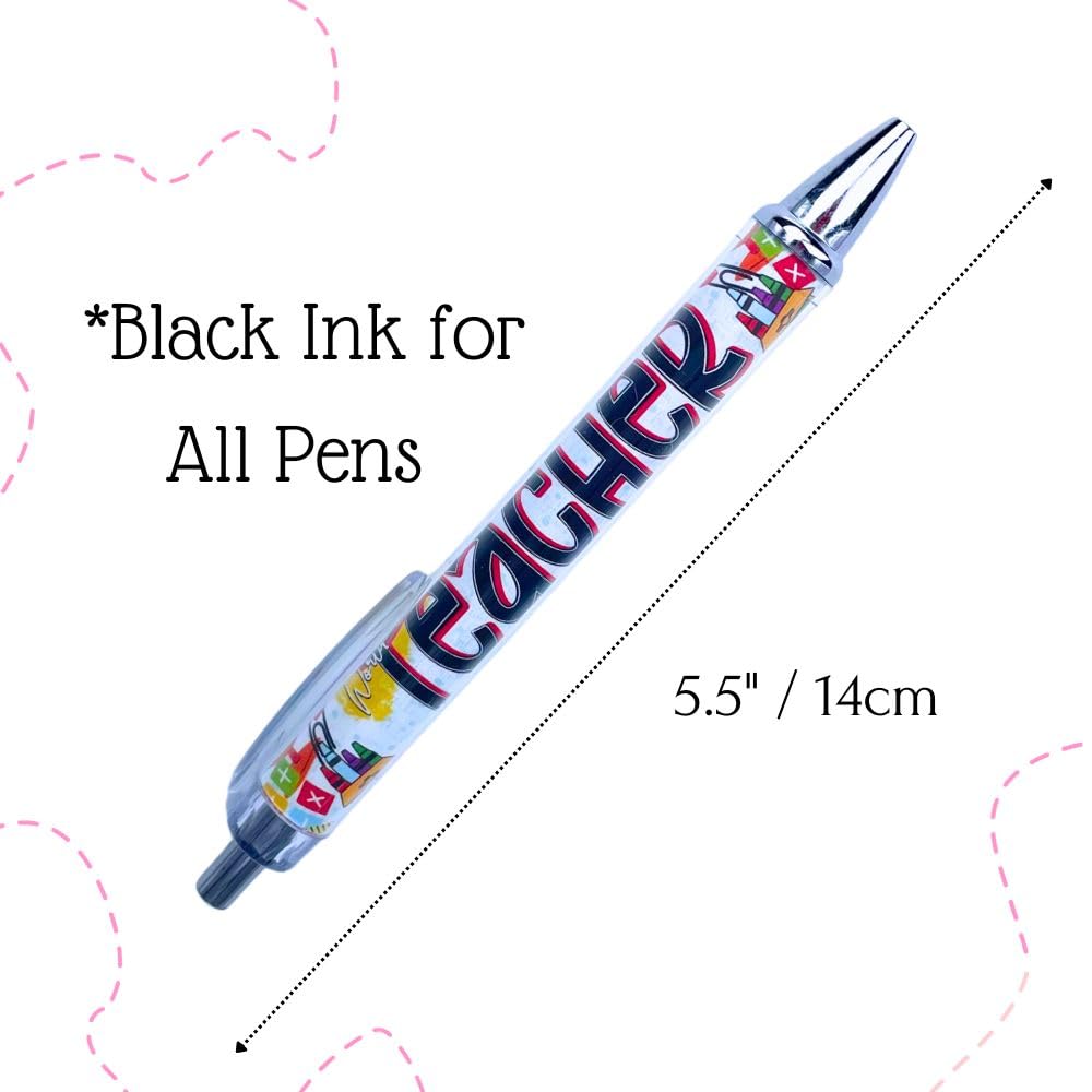 YJ PREMIUMS 10PC Teacher Pen | Fun Cute Funny Cool Best Pens for Teacher Set Pack Teach Love Inspire Writing School Sayings Preschool Appreciation Gifts Supplies Gift Supply in Bulk