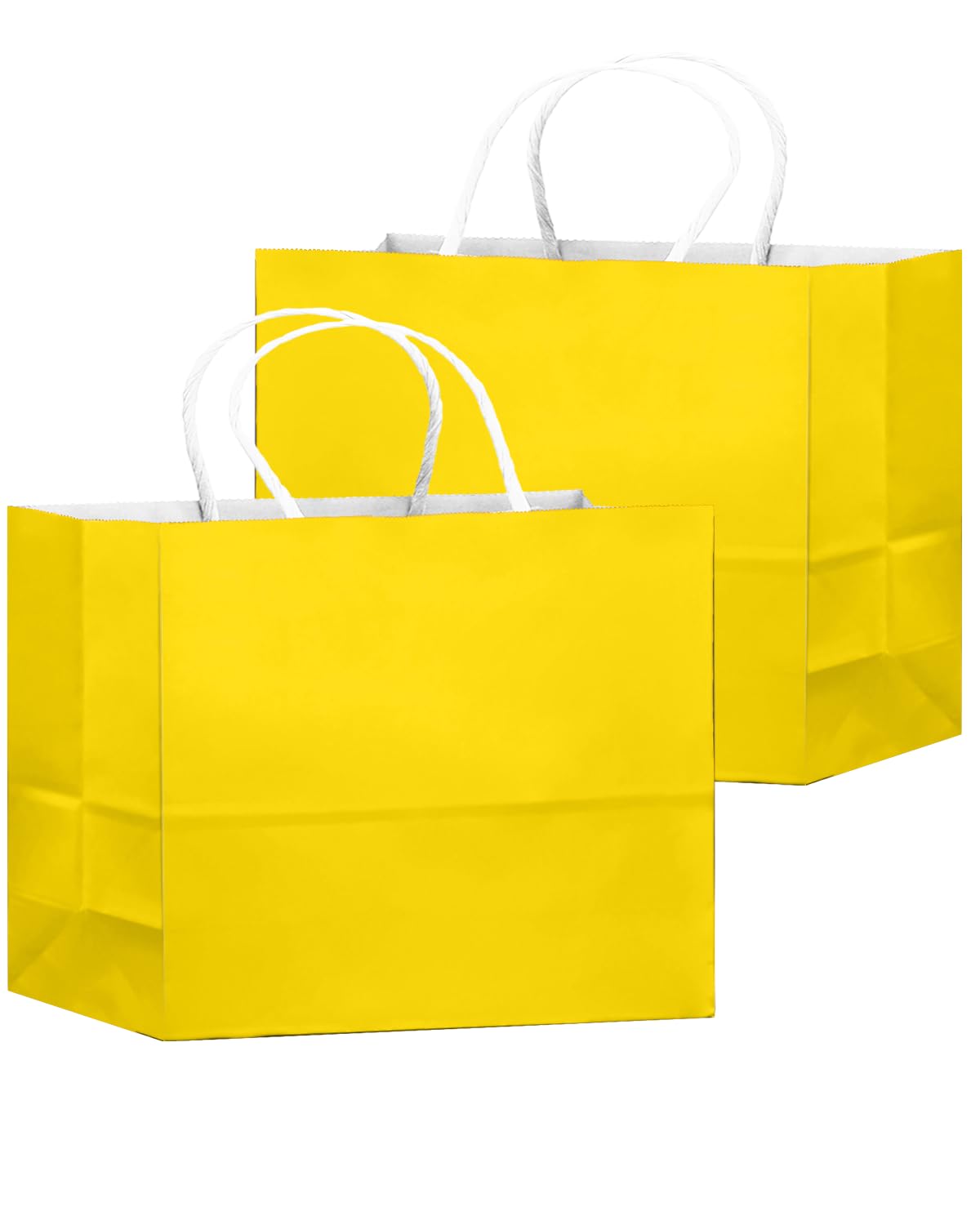 qiqee 24PCS Large Gift Bag with Handles Bulk 13"x4.5"x10" Gift Bags Bright Yellow Bags Multiple Uses (32x11x25cm,Wide Large)