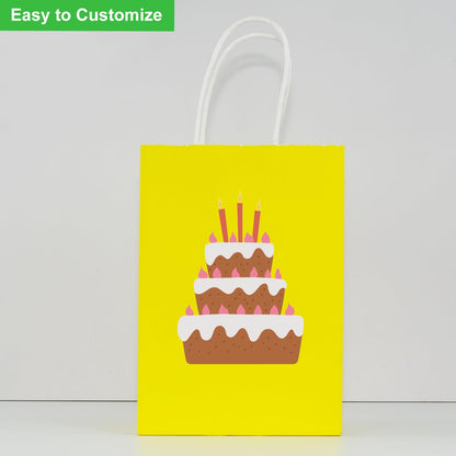SIMPLECOOL 25pcs Small Paper Gift Bags with Handles 5.9x3.1x8.3 in. Favor Bags Goodie Bag Bulk for Party, Birthday, Wedding, Merchandise, Retail, Small Business, Arts, DIY Crafts – Yellow