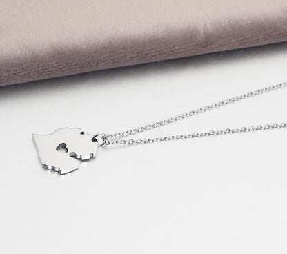 Stainless Steel State Map Pendant Necklace Country Map Necklace Going Away Gift for Best Friend Traveling Keepsake State Pride