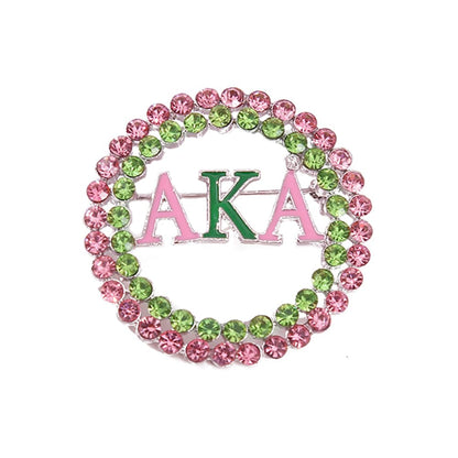 Imitation Rhinestone Greek Sorority Brooch for Women Girls My Best Friends Fashion Paraphernalia Lapel Pin Pink Green Crystal Jewelry for Sisters Ladies Sparkling Dress Accessory Sisterhood Graduation