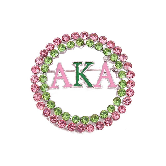 Imitation Rhinestone Greek Sorority Brooch for Women Girls My Best Friends Fashion Paraphernalia Lapel Pin Pink Green Crystal Jewelry for Sisters Ladies Sparkling Dress Accessory Sisterhood Graduation