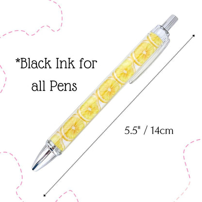 8PC Lemon Pens Kawaii Writing Gel Pen Summer Tropical Fruit Stationery Set Party Favors Decorations Office School Classroom Supplies Yellow Stuff Lemonade Themed Decor Bulk Gifts For Friends Coworkers