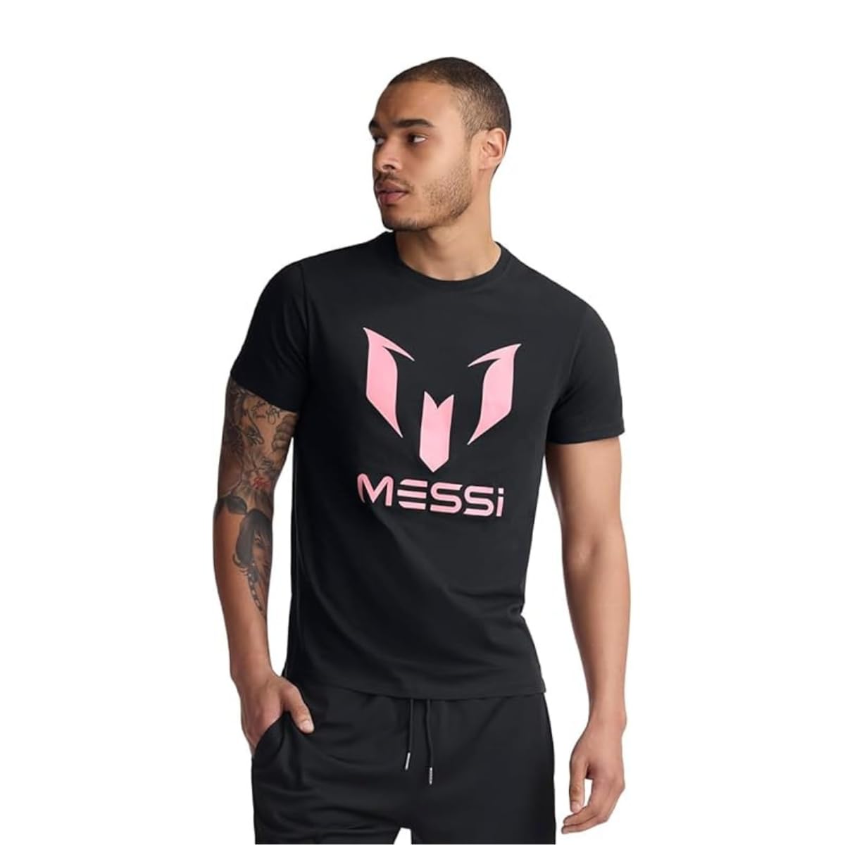 Messi Men's Wingstar Logo Tee, Lifestyle Short Sleeve T-Shirt, Standard Fit with Graphic