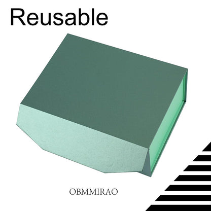 Upgrade 1PCS Green Gift Box 9.5x7x4 Inches, Sturdy Gift Box with Lid for Gift Packaging, Foldable Magnetic Closure Storage Boxes, Bridesmaid Proposal Box, Rectangle Collapsible Box