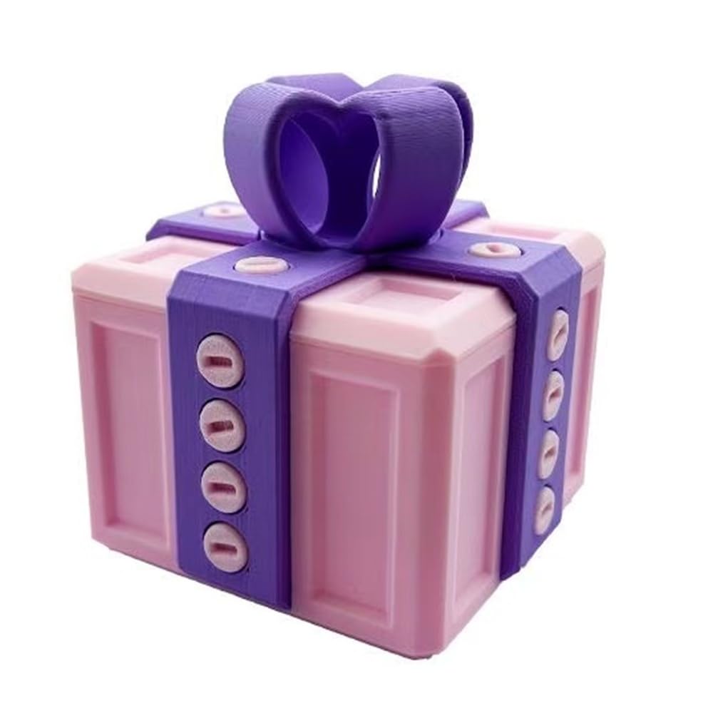 QAONIE Annoying Box Kids Christmas Gift, Funny Gift Box for Money and Card Holder, Really Prank Present. (Pink+Purple)