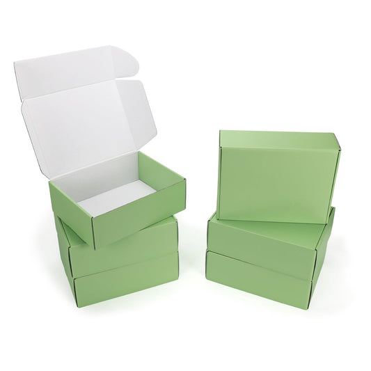 PHAREGE 12x9x4 inch Gift Shipping Boxes Bulk 6 Pack Green, Tab Lock Tuck Top Mailing Boxes for Packaging Small Business, Medium Cardboard Mailer Boxes for Wrapping Present