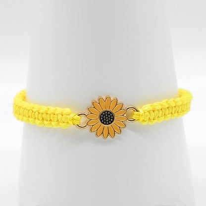 Sunflower Bracelets Adjustable Boho Sunflower Daisy Charm Bracelets Handmade Braided Rope Friendship Matching Bracelets Promise Bracelets for Couples Women