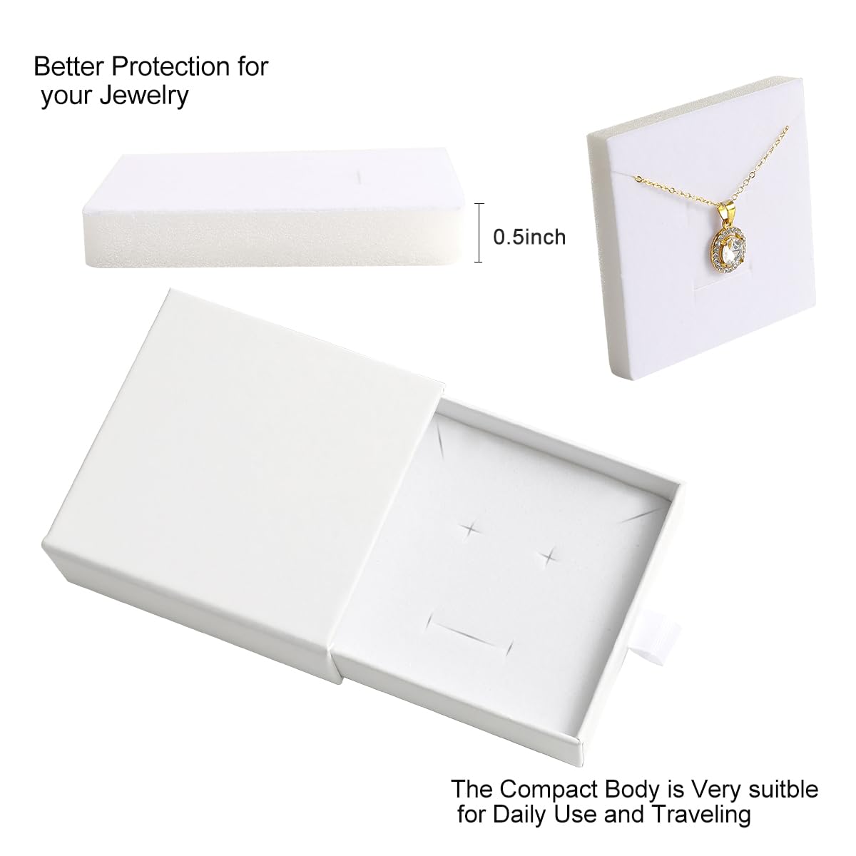 40Pcs White Small Jewelry Boxes 3.54×3.54×1.26in Cardboard Jewelry Gift Boxes Jewelry Packaging for Small Business for Necklace Ring Bracelet Earring Display Box