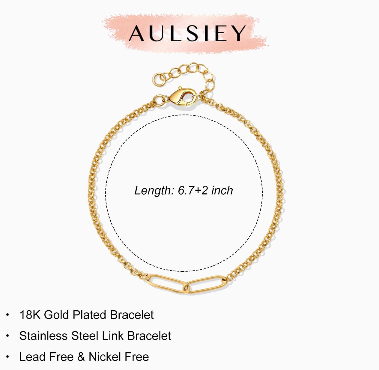 Stainless Steel Link Bracelets for Maid of Honor Bridesmaid, 18K Gold Plated Bracelet Friendship Couples Gifts for Bestie Best Friend