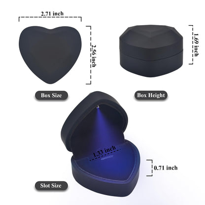 LED Heart Necklace Presentation Box with Automatic Light, Compact Necklace and Earring Display Case – Designed for Proposals, Romantic Gift Reveals, Weddings and Anniversary Moments, Black