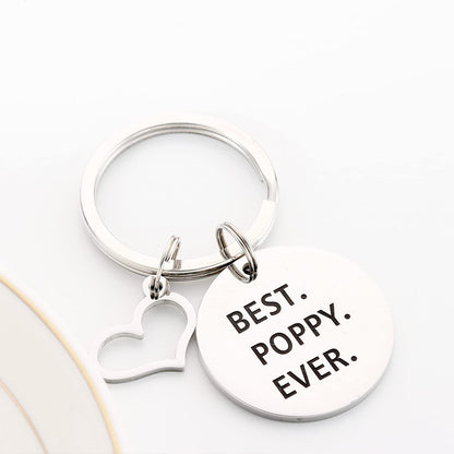 HUTIMY Poppy Gifts Keychain for Men - Poppy Charm Merch - Worlds Best Pappy Stuff Present