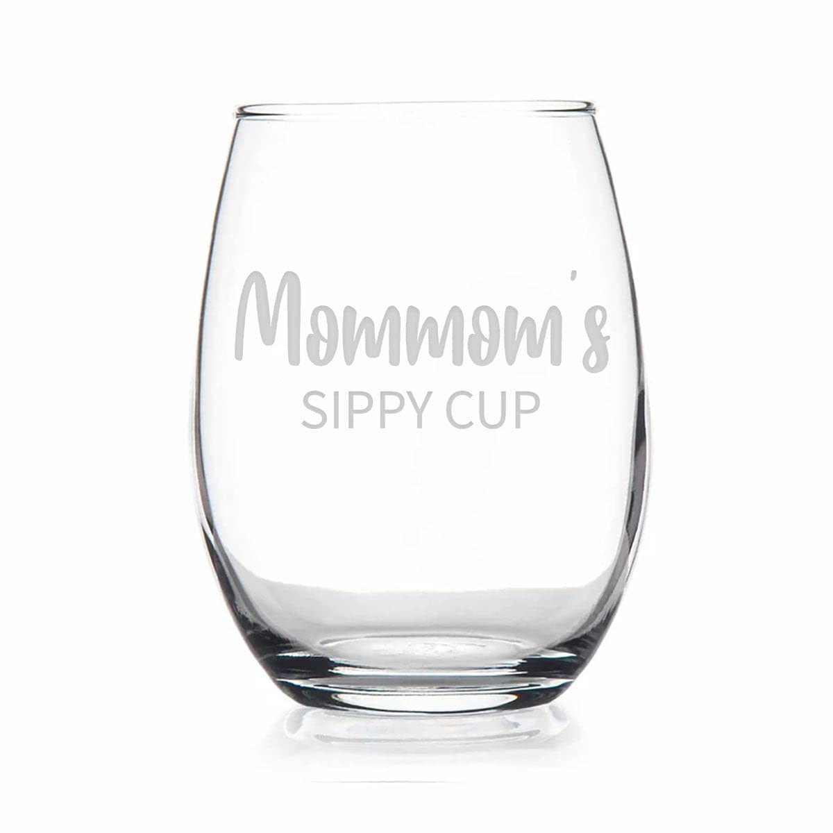 HTDesigns Mommom's Sippy Cup Stemless Wine Glass - Mother's Day Gift - First Time Mommom Gift
