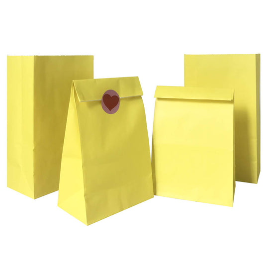 Artseen Medium Party Favor Paper Bags for Party Celebration Treated Paper Bags 5.10X3.10X9.4 inches(24 CT)… (Yellow)