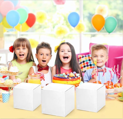 Jucoan 100 Pack White Paper Gift Boxes with Lids, 4 x 4 x 4 Inch Gift Wrapping Box Party Favor Box Goodies Treat Boxes Candy Boxes for Wedding, Bridesmaids Proposal, Birthday, Graduation, Mother's Day
