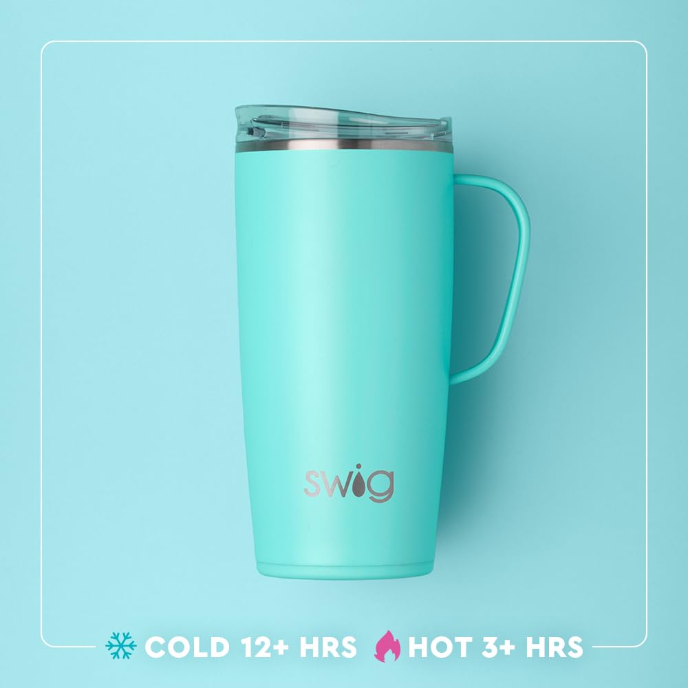 Swig Life 22oz Travel Mug, Insulated Tumbler with Handle and Lid, Travel Coffee Mug, Cup Holder Friendly, Stainless Steel 22 oz Tumbler, Reusable Insulated with Lid (North Carolina)