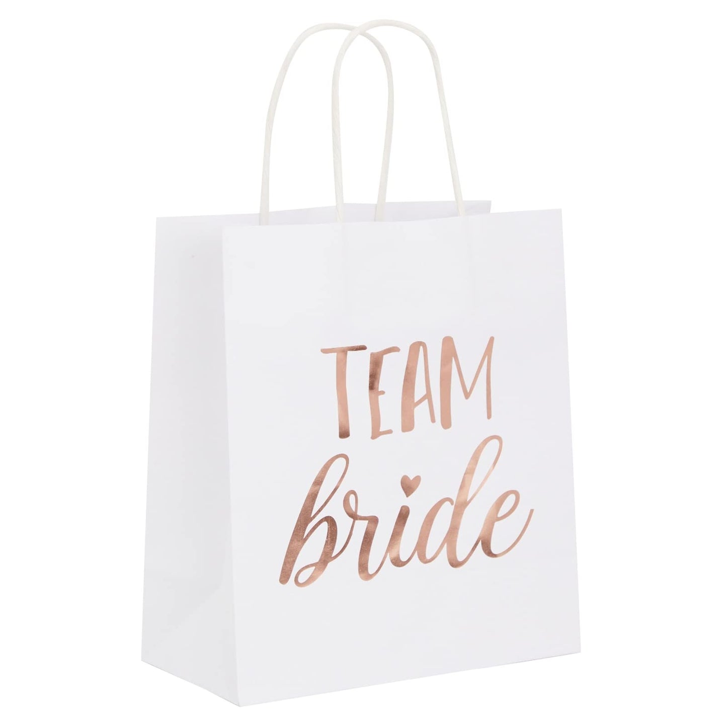 Juvale 20 Pack Bride and Groom Gift Bags with Tissue Paper for Wedding, Groomsmen, Bridesmaid, Reads Team Bride and Team Groom (8 x 4 x 9 In)
