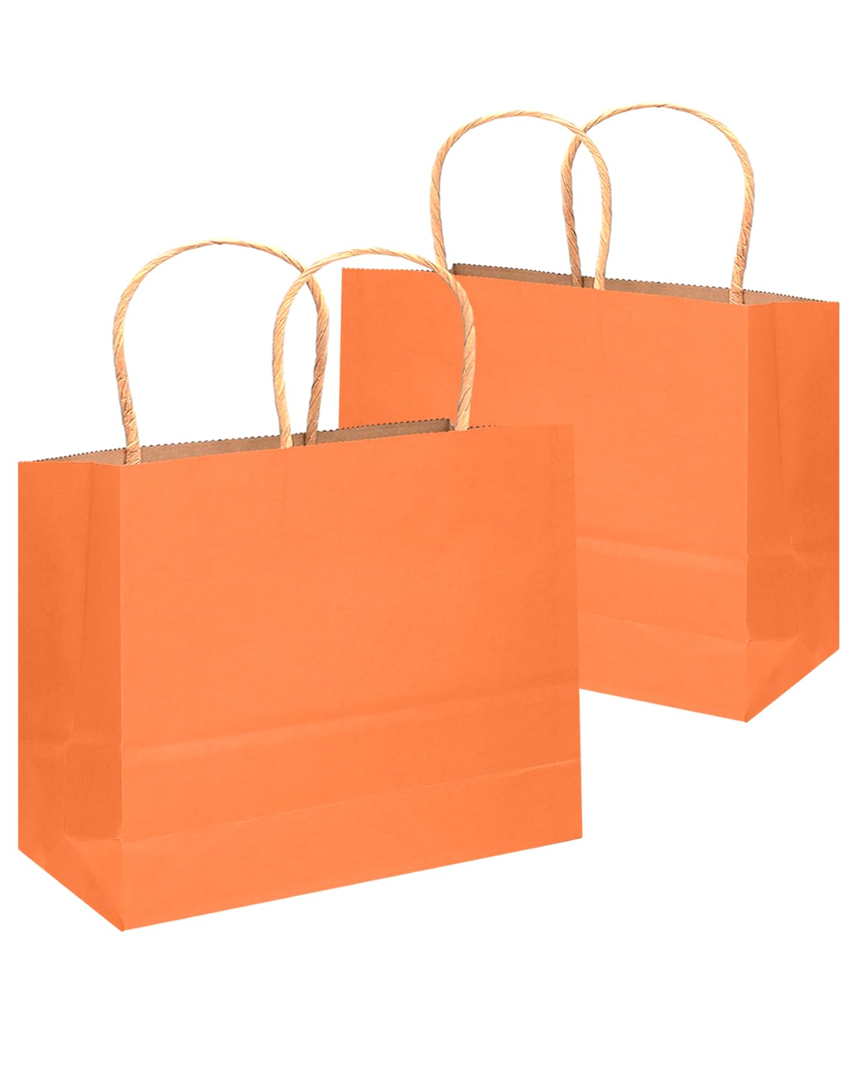 qiqee 100PCS Large Gift Bag with Handles Bulk 13"x4.5"x10" Gift Bags Kraft Orange Multiple Uses (32x11x25cm,Wide Large)