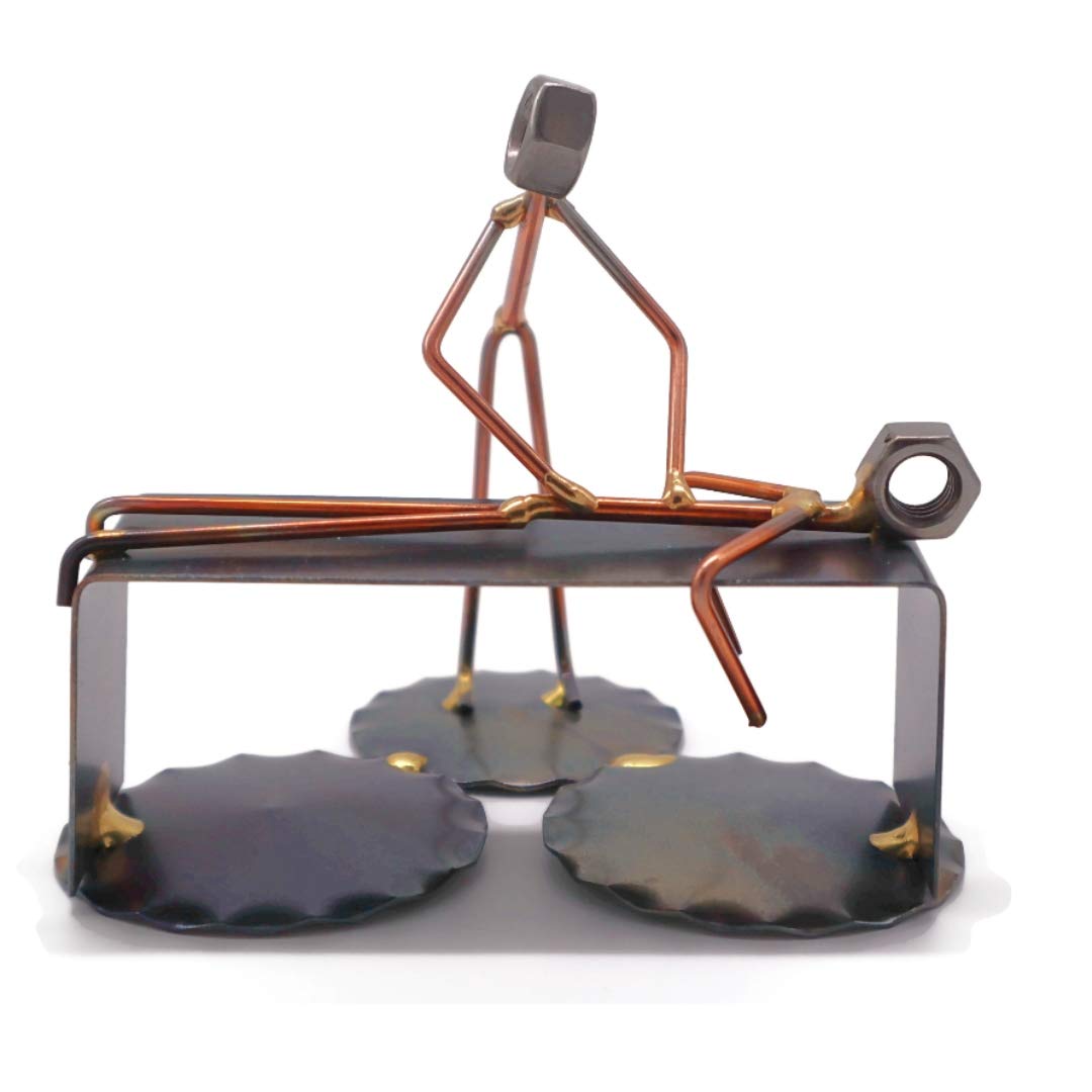 Massage Therapist - Handmade Metal Figurine - Hand Welded Metal Art and Recycled Metal Sculptures - Unique Desk Accessories, Medical Office Decor, & Massage Therapist Gifts
