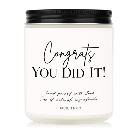 PETALSUN Congratulations Gifts for Women Men, Graduation Gifts for Her, Him - College Masters Degree Phd Graduation Gift, Promotion Gift, Handmade Lavender Scented 7oz Candle