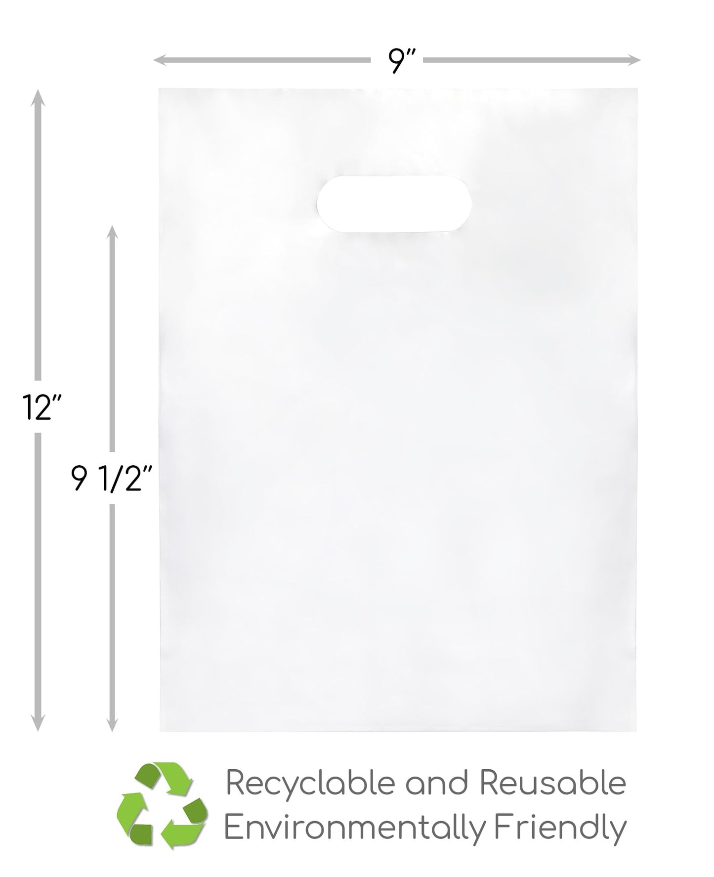 Choice Marts 100 Clear Plastic Bags With Handles 9"x12" Perfect for Merchandise And Retail 1.5Mil Thick Clear Gift Bags With Handles