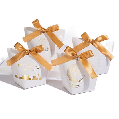 Colodeol 20Pcs Eid Mubarak Goodie Bags，Ramadan Goodie Bags with Ribbons Eid Mubarak Treat Bags Eid Gift Bags for Ramadan Kareem Eid Mubarak Party Supplies