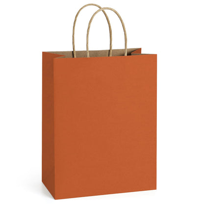BagDream Gift Bags 8x4.25x10.5 IN 100Ct Kraft Paper Gift Bags with Handles Bulk, Halloween Party Favor Retail Shopping Craft Bags (Orange)