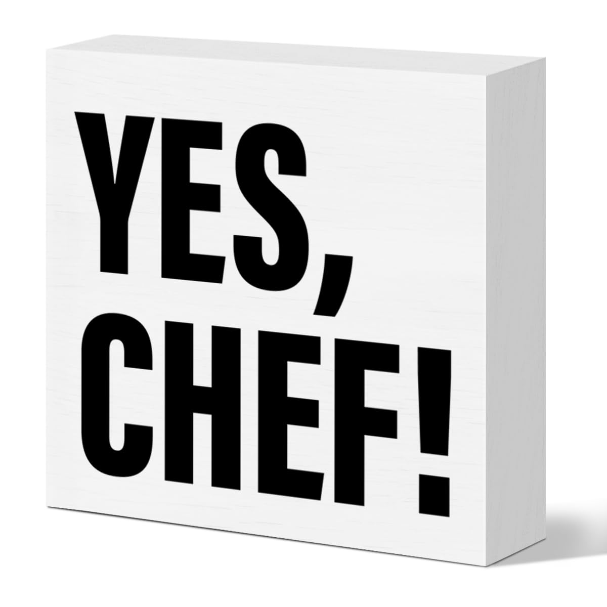 Chef Gift for Women Men, Cooking Lovers Mom Grandma Cooker Christmas Birthday Gift, Farmhouse Kitchen Counter Cabinet Decor Dining Room Table Decoration Wooden Sign, Yes Chef