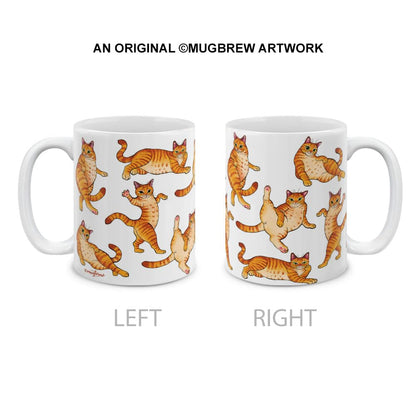 MUGBREW Orange Tabby Cat Funny Playful Postures Ceramic Coffee Mug Tea Cup, 11 OZ