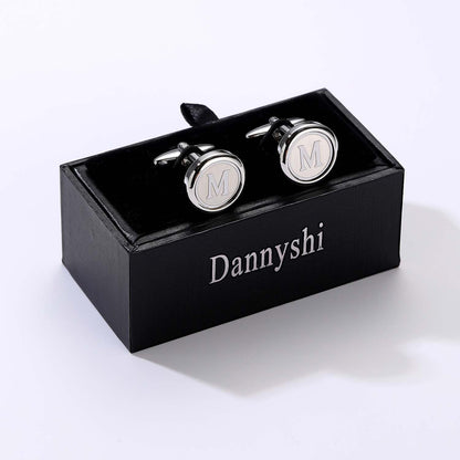 Mens Classic Stainless Steel Initial Cufflinks 26 Alphabet Initial Letter Cufflinks Business Wedding Shirts A-Z