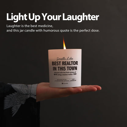 Smells Like Best Realtor in This Town Realtors Gifts Brokers Real Estate Agents Closing Gifts for Realtor Salesman Saleswomen Scented Candle for Home Office Jar Candle Floral Lavender Scent 9.5 oz