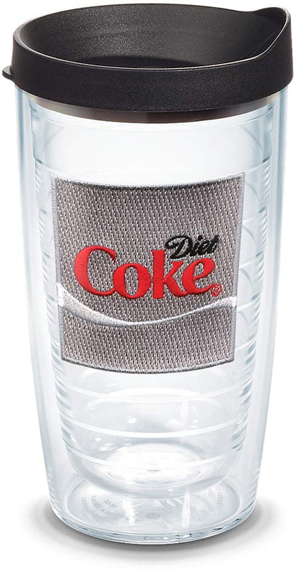 Tervis Coca-Cola-Diet Coke Insulated Tumbler with Emblem and Black Lid, 16oz, Clear