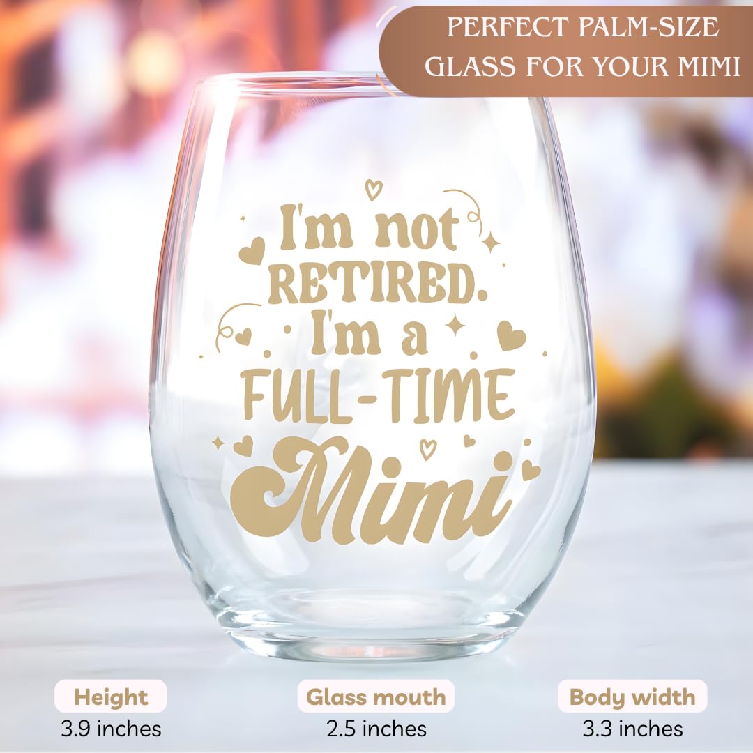 Mimi Mothers Day Gifts, Mothers Day Gift for Mimi, Funny Mimis Gifts, Wine Glass 12oz Gift for Grandma, Nana or First-Time Grandmas on Christmas Thanksgiving Birthday Retirement