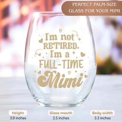Mimi Mothers Day Gifts, Mothers Day Gift for Mimi, Funny Mimis Gifts, Wine Glass 12oz Gift for Grandma, Nana or First-Time Grandmas on Christmas Thanksgiving Birthday Retirement