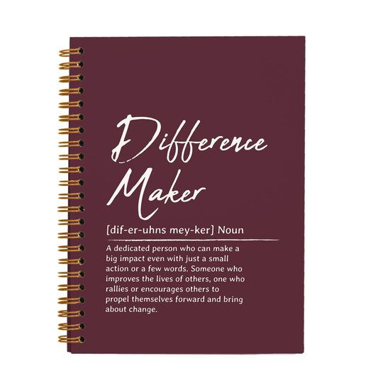 OXW Burgundy Notebooks for Work, Difference Maker Gift Meeting Notebook Journal for Writing, Employee Appreciation Gifts, Thank You Gifts for Women Men Leader Mentor Boss Manager, 5.5"x8.3"