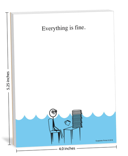 Funny Notepad — Gag Gift for Coworkers, Boss, or Friends — Sarcastic Office & Work From Home Desk Memo Pad — “Everything Is Fine”
