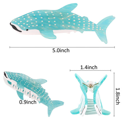 Whale Shark Hair Clips, Cute Ocean Sea Animal Hair Claw Clip for Women Girls, Acetate Nautical Marine Hair Accessories Gift