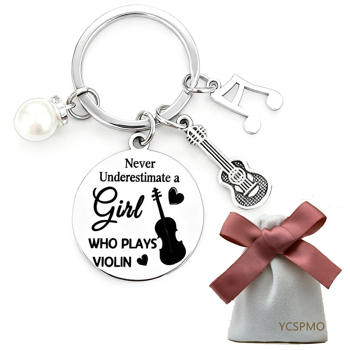 Violin Lover Gifts Violinists Keychain for Christmas Graduation Birthday Thank You Gifts for Violin Teacher Inspirational Keyring for Music Player Women Girl Students Musical Instrument Jewelry