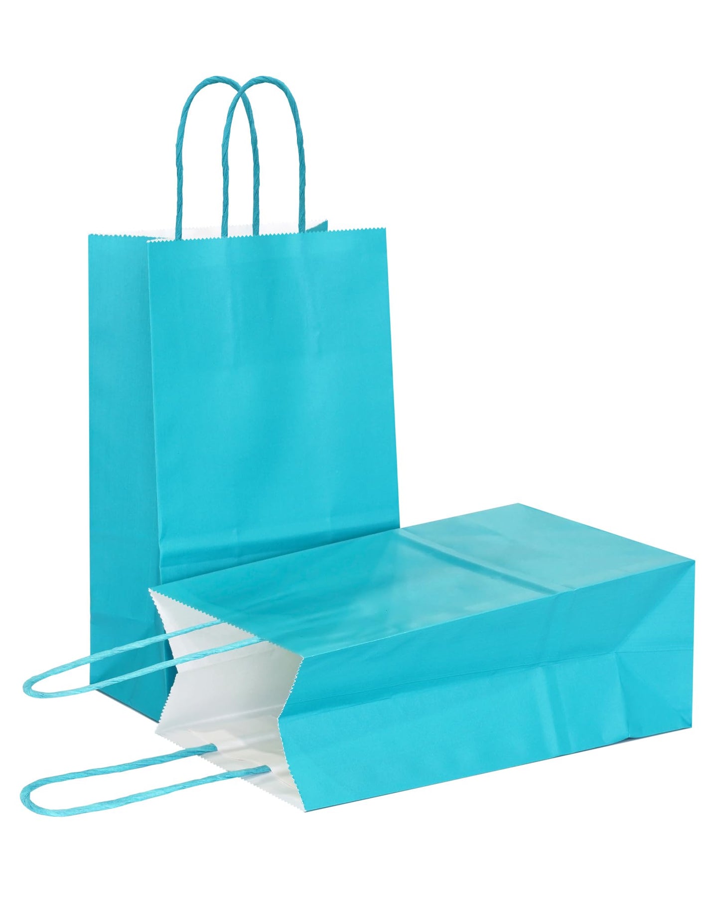 AZOWA Teal Gift Bags with Handles Mini Kraft Paper Bags for Party Favors (6 x 2.4 x 4.7 in, Teal, 12 Pcs)