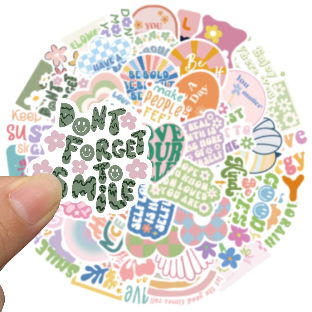 Cute Pink Inspirational Aesthetic Stickers for Women, 50PCS Motivational Vinyl Waterproof Stickers for Water Bottles Laptop Scrapbook, Encouragement Decals