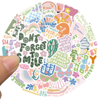 Cute Pink Inspirational Aesthetic Stickers for Women, 50PCS Motivational Vinyl Waterproof Stickers for Water Bottles Laptop Scrapbook, Encouragement Decals