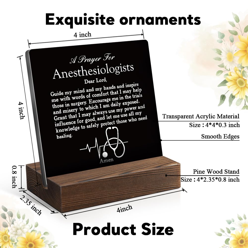 A Prayer for Anesthesiologists Acrylic Sign with Wooden Stand, Thank You Gift Appreciation Gift for Anesthesiologists, Physician Anesthesiologist's Week Gift, Anesthesiology Graduation Gift