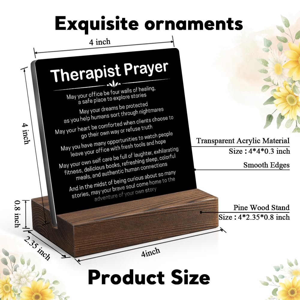 Christian Therapist Prayer Plaque - Funny & Inspirational Mental Health Office Decor with Wooden Stand, Counselor Graduation Gifts, Psychologist Appreciation Present for PT, LPC, LMFT Therapists