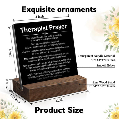 Christian Therapist Prayer Plaque - Funny & Inspirational Mental Health Office Decor with Wooden Stand, Counselor Graduation Gifts, Psychologist Appreciation Present for PT, LPC, LMFT Therapists