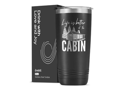 Onebttl Gifts for Cabin Owners, Cabin Gifts for Men, Life is Better at the Cabin Cup, 20oz Cabin Lover Gifts Stainless Steel Tumbler Cup with Lid, Double Wall Vacuum Insulated Travel Coffee Mug